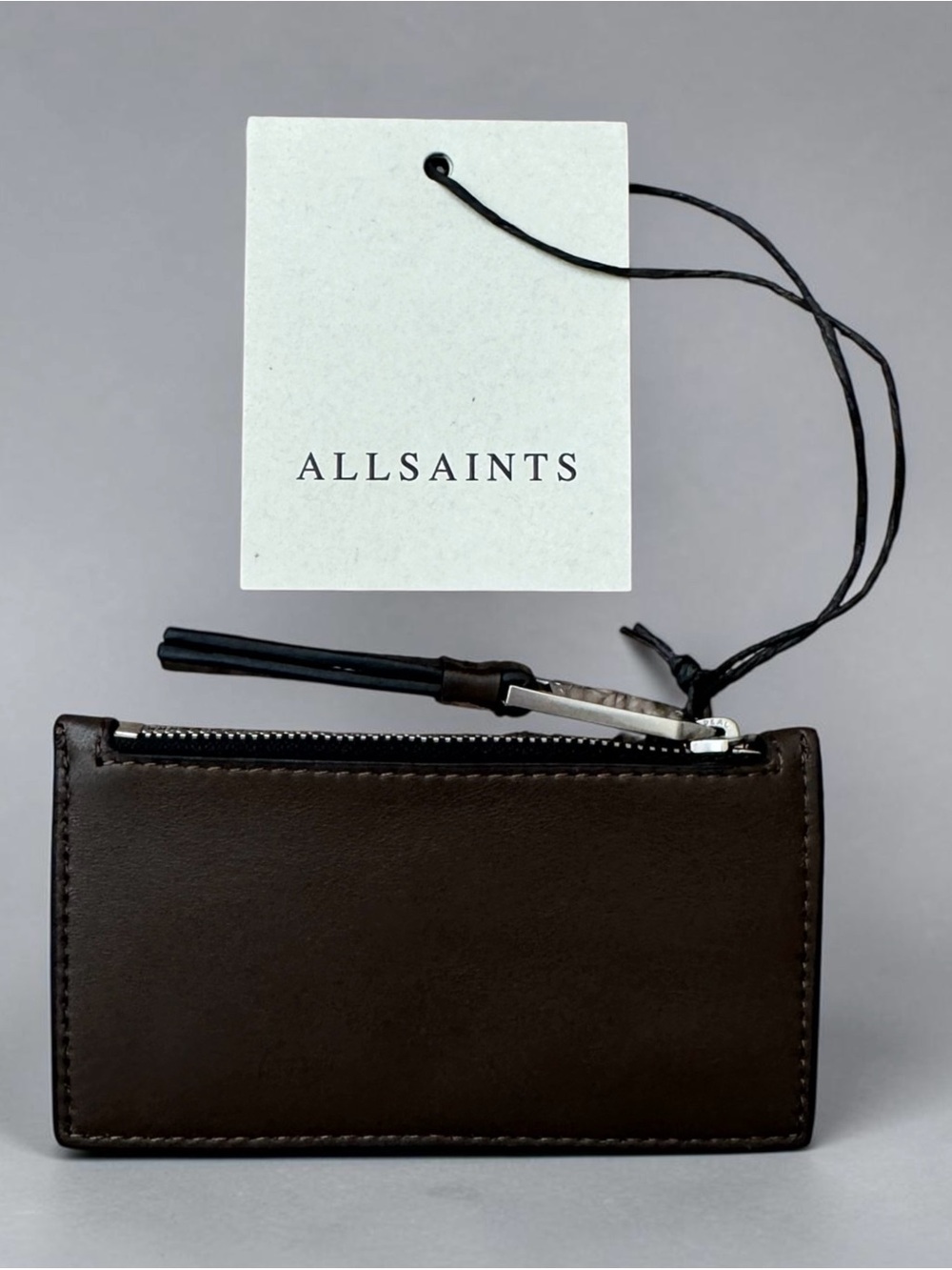 ALLSAINTS Brown zip coin pouch